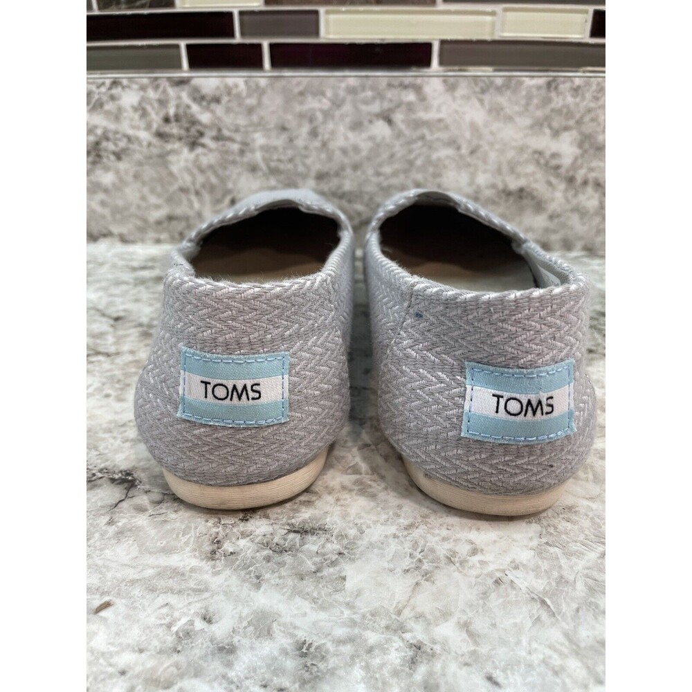 TOMS Classic Slip On Canvas Gray Large Herringbone Size 5 - Picture 4 of 6